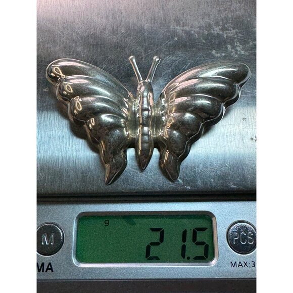 Estate Sterling Silver 925 Butterfly Brooch Pin TC-75 Mexico Vintage Jewelry 21. - Picture 8 of 8